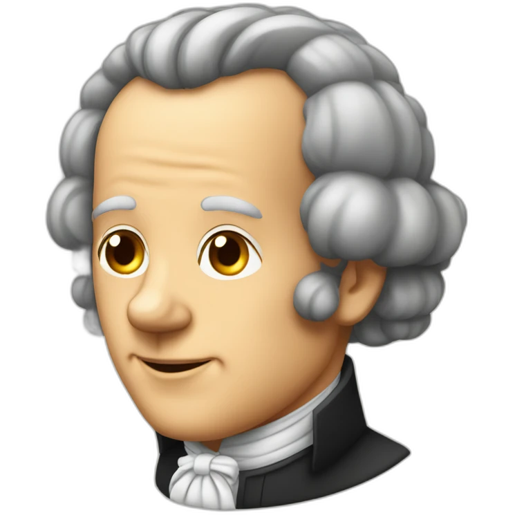 Kant avec perruque à rouleaux et bière emoji