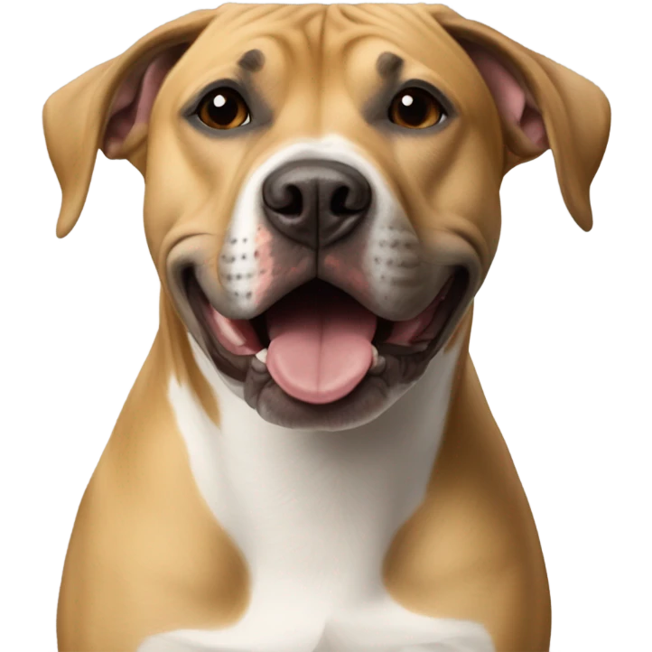 Black mouth cur next to black and white smiling pit bull emoji