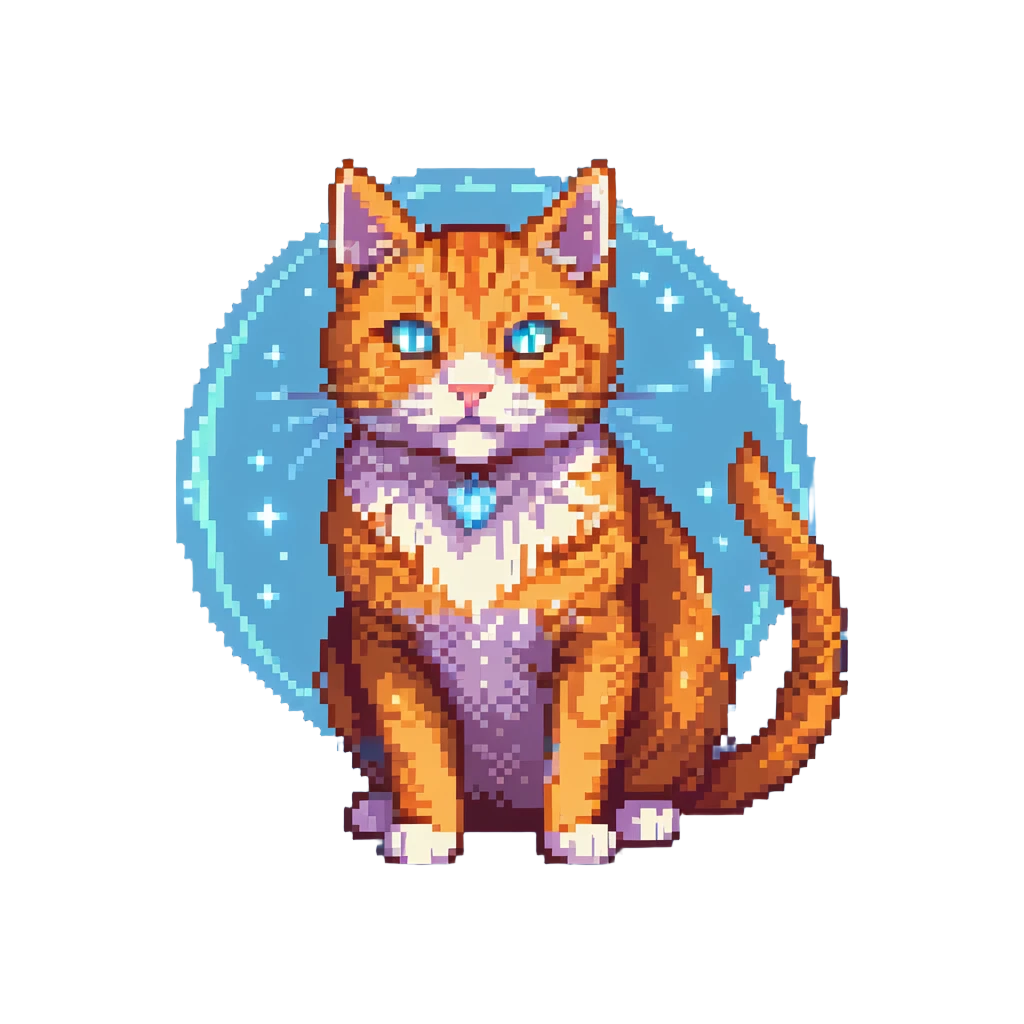 orange cat with magical glowing eyes and magical aura emoji