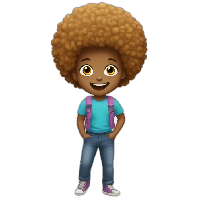 afro happy child emoji