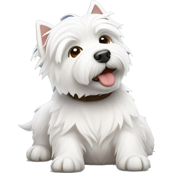 white west highland terrier lying and rolling emoji