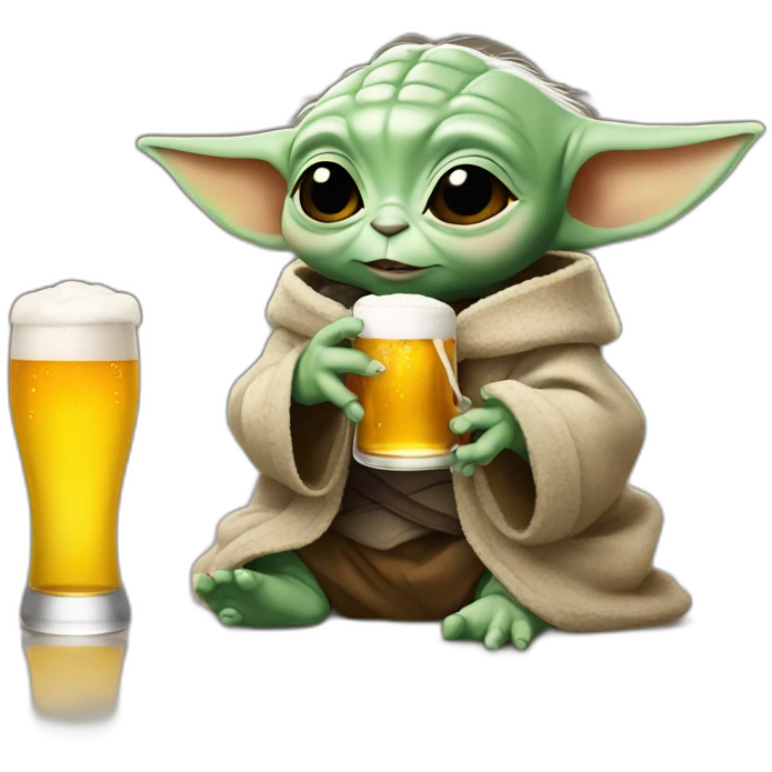 Baby yoda drinking beer emoji