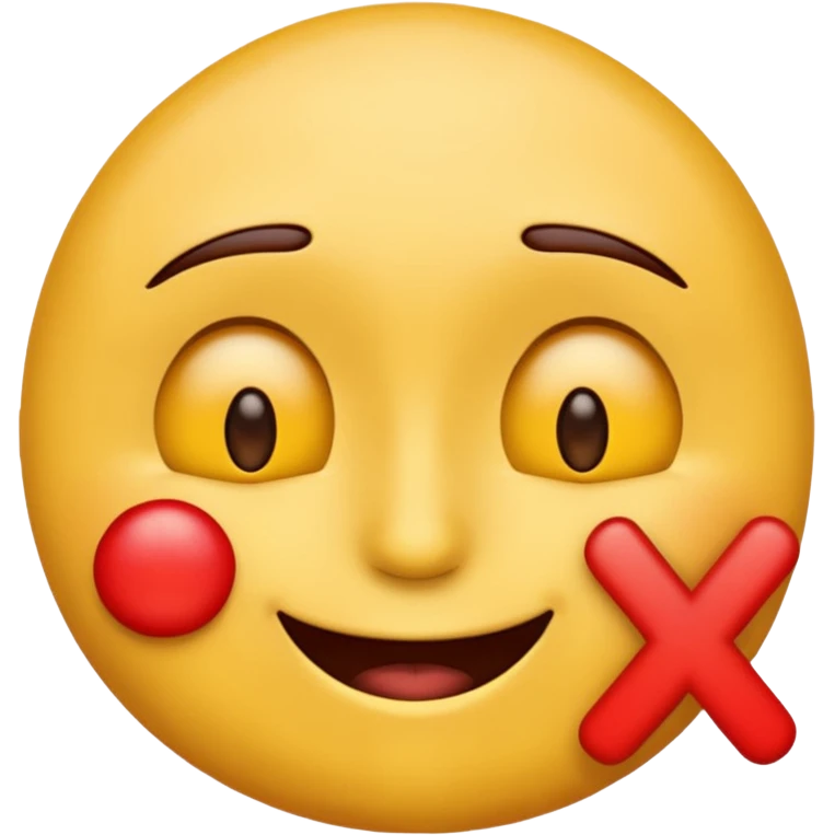 a emoji with its eyes closed, with a red X in its eyes emoji