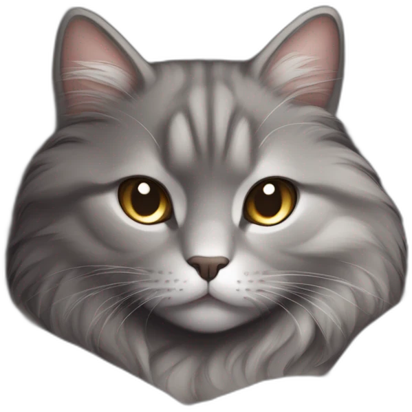 A fluffy gray cat curled up in the center of the bed The cat's eyes are closed and it is sleeping peacefully The cat's fur is soft and luxurious emoji