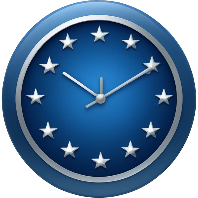 a sparkly dark blue clock with silver stars on it emoji