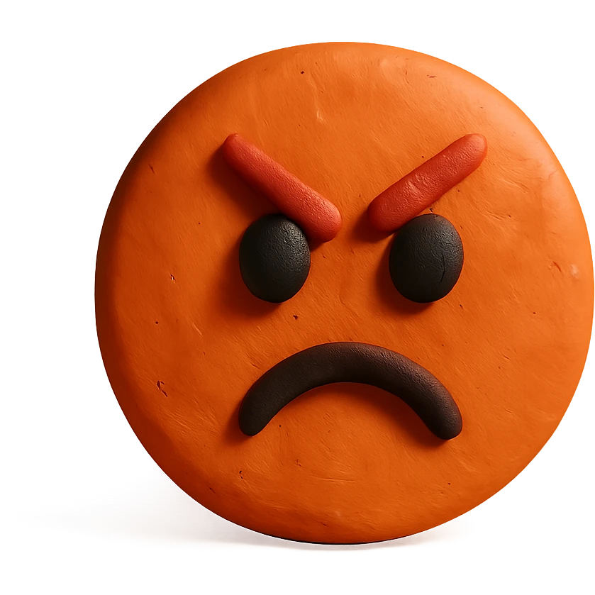 claymation style angry emoji face emoji