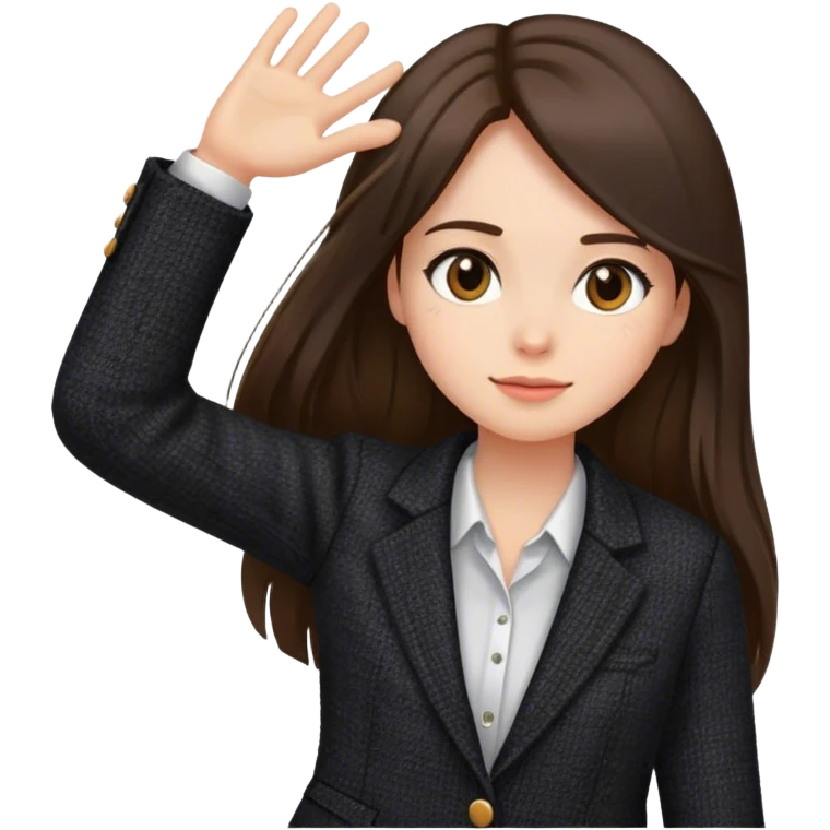 Brunette long straight hair white professional women head shot in Zara black tweed blazer emoji