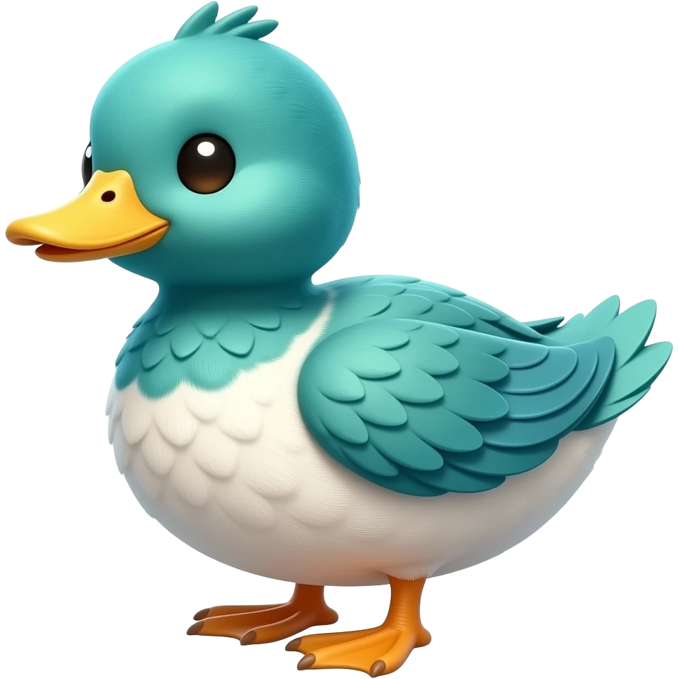 Ultra realistic, mirco-detailed, cute,coloful, teal duck, a small freshwater bird, isolated 3d rendering, 8k hd, 600 dpi, no emoji faces, no emoji icons emoji