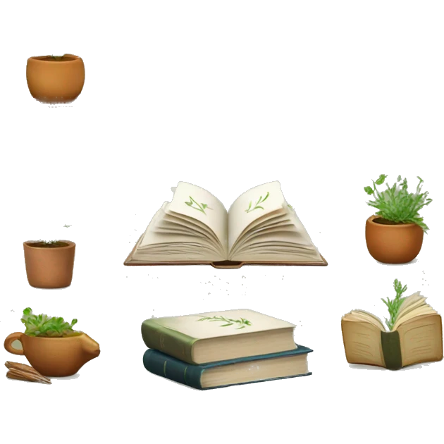 Books with herbs emoji