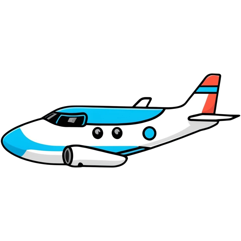 Cartoon airplane with happy face emoji