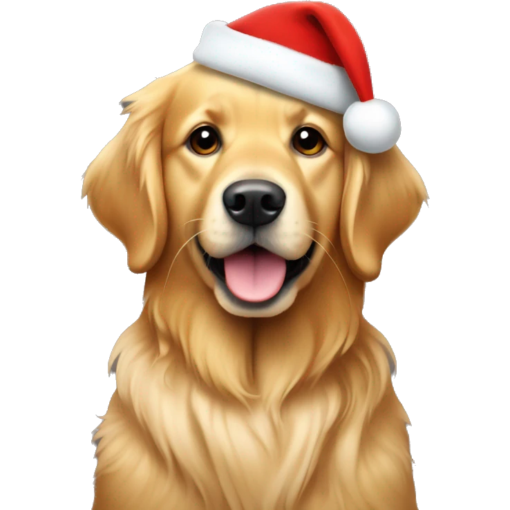 Golden retriever wearing a Christmas hat ￼ emoji