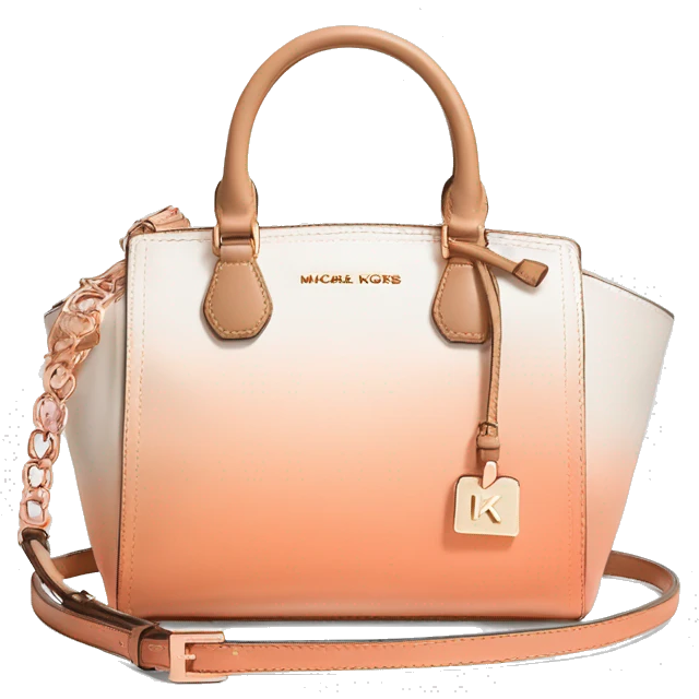 Realistic cream to peach ombre michael kors satchel purse with rose gold hardware. emoji