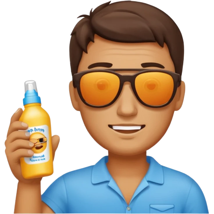 
male suncream bottle and sunglasses, with sun burned emoji