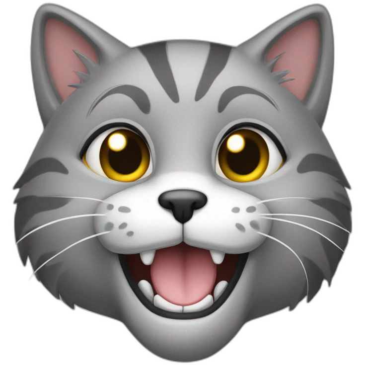 Gato gris a rayas gris oscuro boca arriba feliz emoji