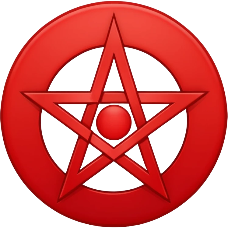 Inverted (point facing down), encircled pentagram, red. One circle, no additional colors. POINT FACING DOWN, not up. emoji