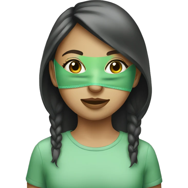 Girl with green face mask emoji