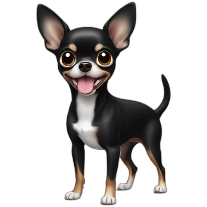 black chihuahua with white breast shows tongue emoji