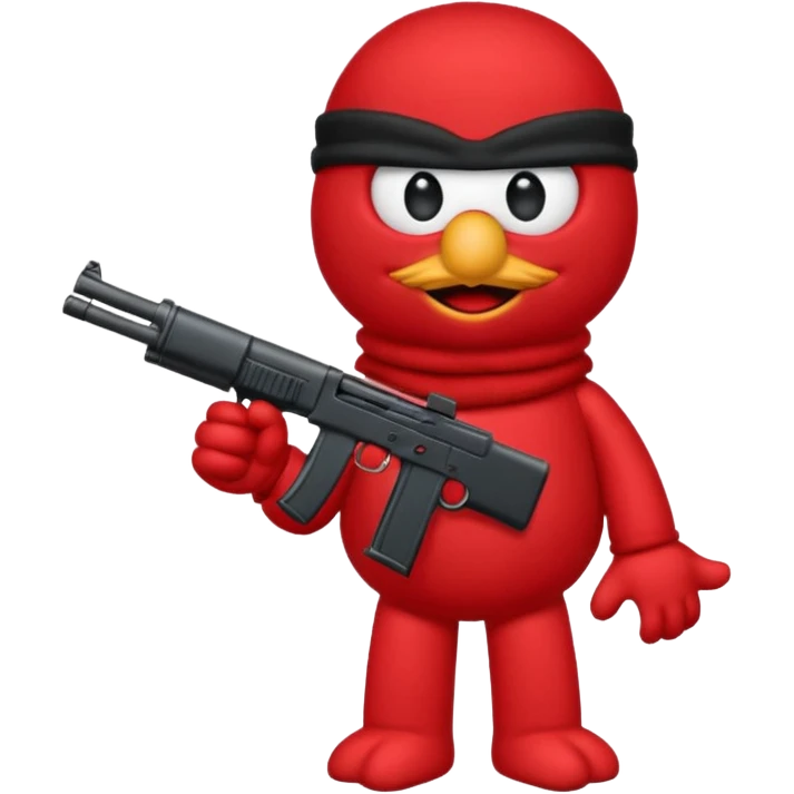 elmo with an gun and an black balaclava emoji