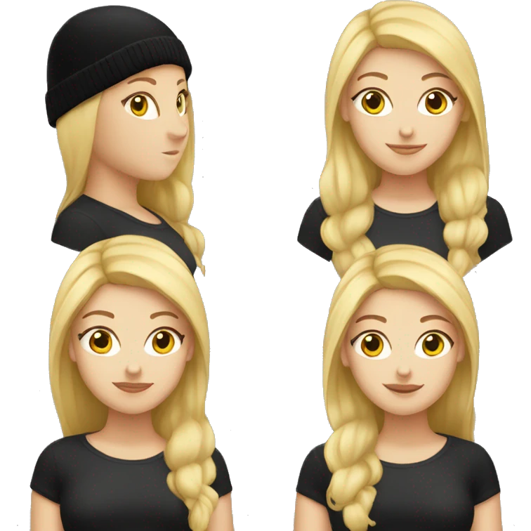 Blonde White girl with a black beanie emoji