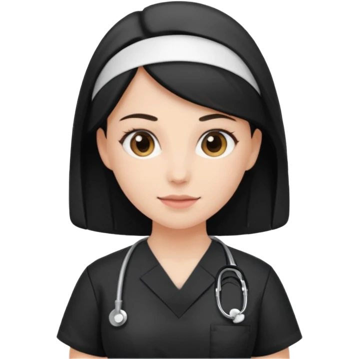 Nurse wearing black emoji