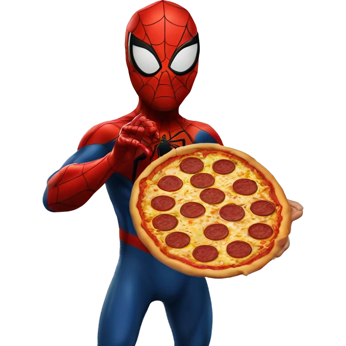 Spiderman qui mange une pizza emoji