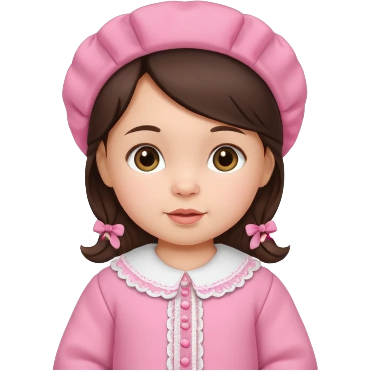 brunette baby girl traditional pink dutch clothes emoji