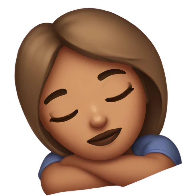 Girl with eyeliner sleeping in her bed emoji