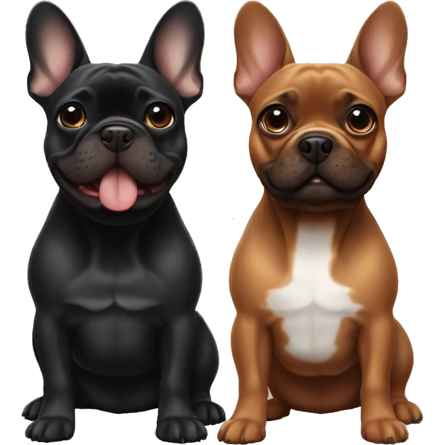 Black brittle French bulldog and brown dachshund  emoji