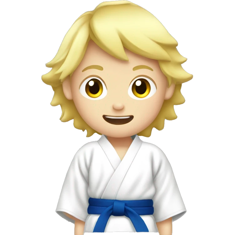 Blond boy kid judo with kimono emoji