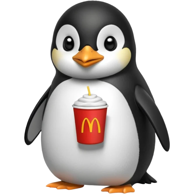 pinguino che mangia McDonald's  emoji