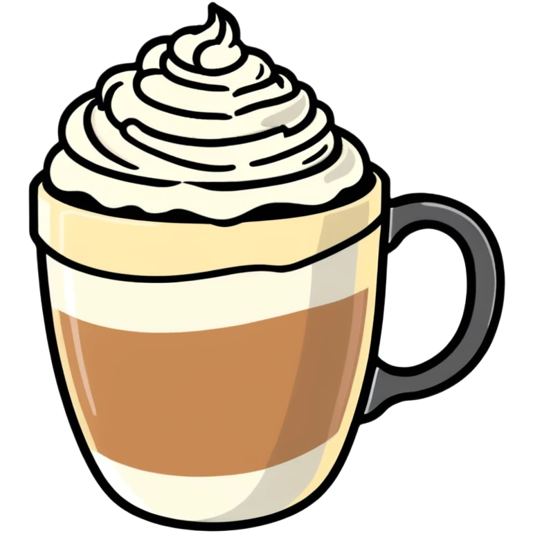 Raf coffee mug with whipped cream on top emoji