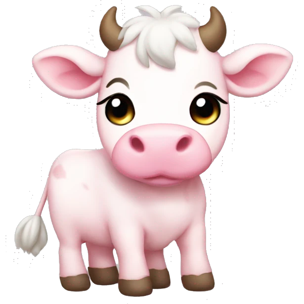 light pink cow chibi cute emoji