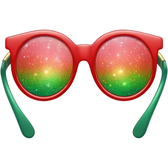 glitter red and green glasses vertically emoji