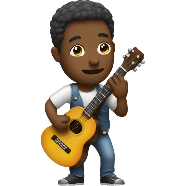 Man playing tiny guitar emoji