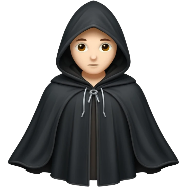 hooded cloak object icon, dark fabric cloak with deep hood, fantasy style, soft folds, 3D cartoon, mobile game icon style, centered, clean background, soft shadow, no text, no watermark
 
 emoji