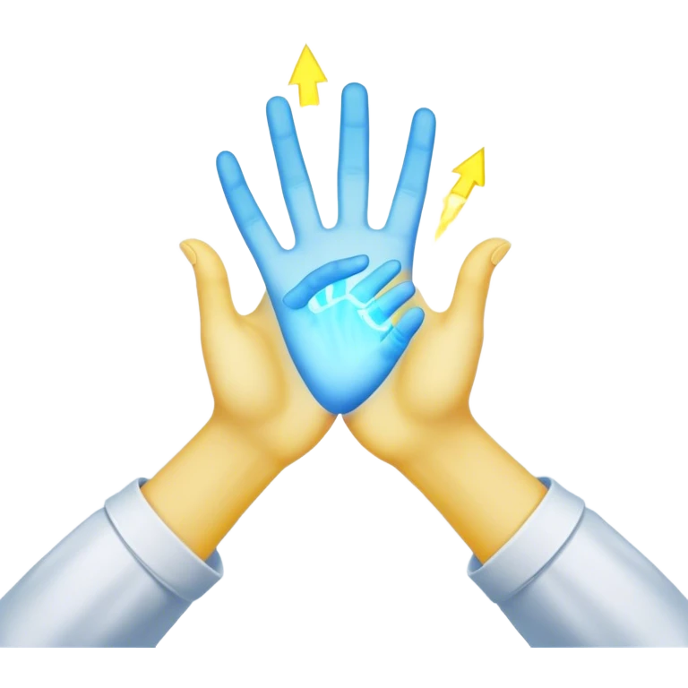 a normal hand being held by 2 hands, a glowing blue hand and a glowing yellow hand souls... hope and comfort from the past and futur emoji