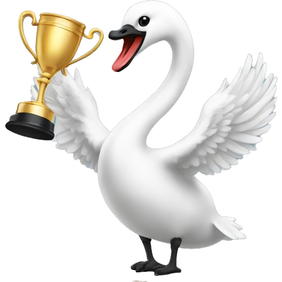 swan holding a trophy up emoji