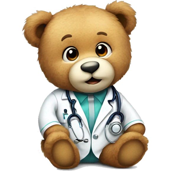 cute soft and fluffy doctor teddy bear sitting emoji