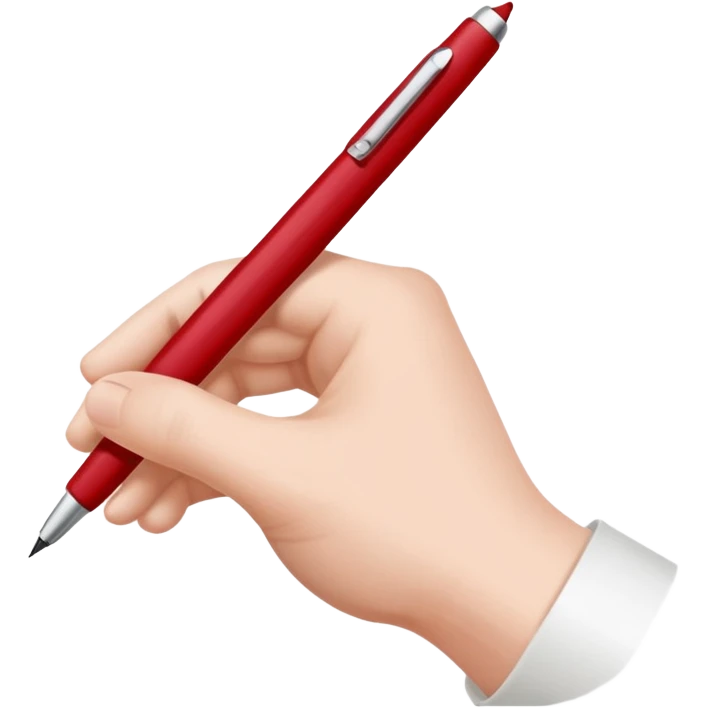 the hand writes with a dark red pen emoji