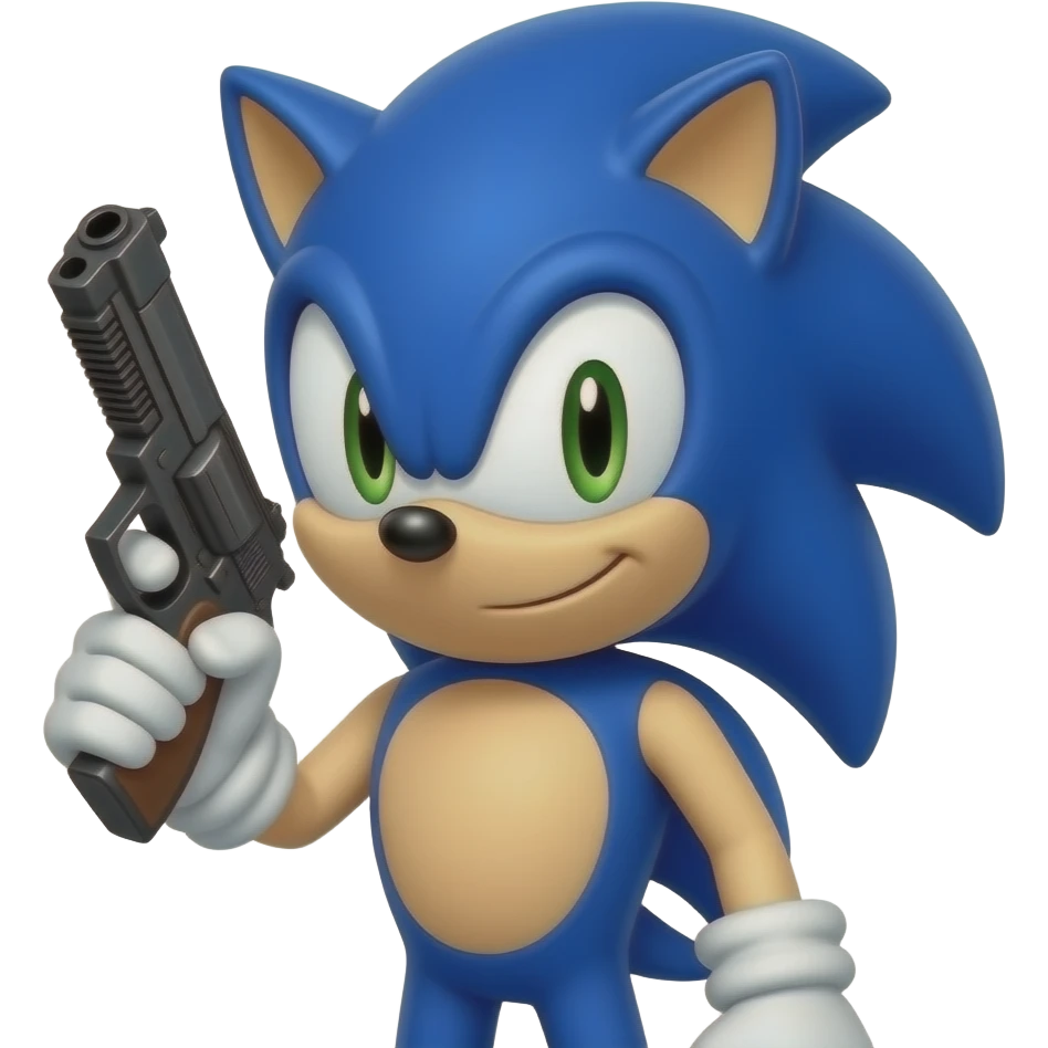 Sonic the hedgehog  holding a gun emoji
