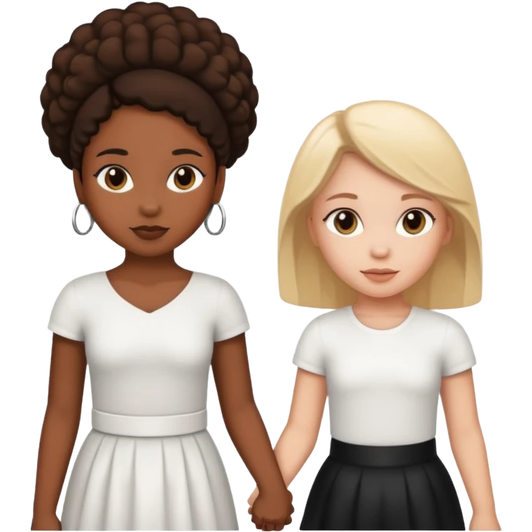 Black girl and white girl holding hands emoji