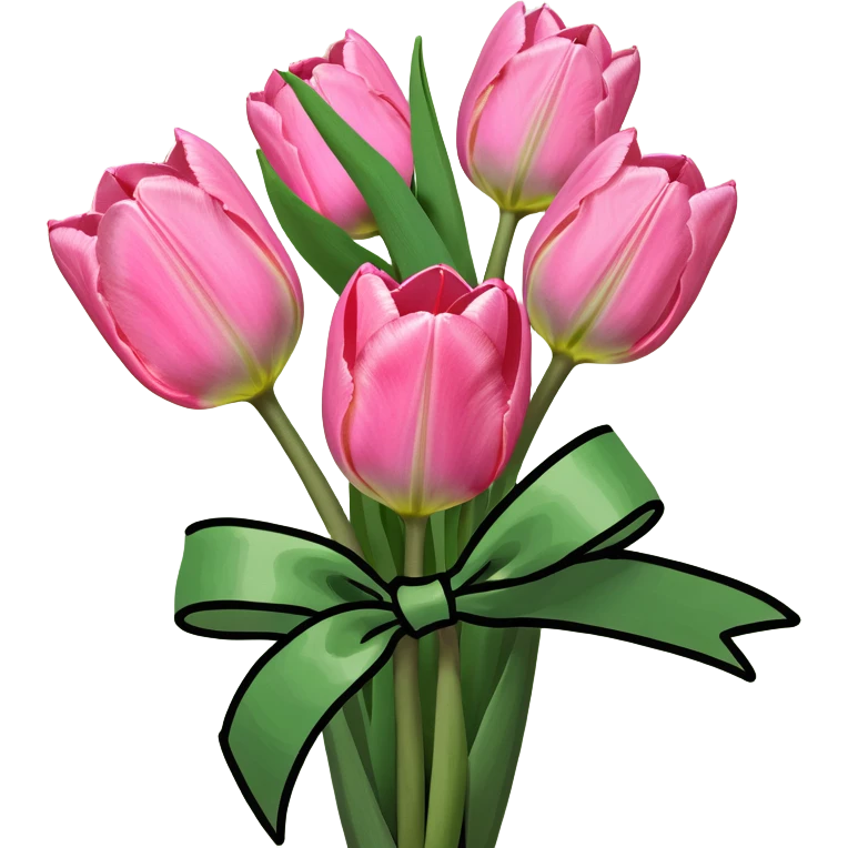 Pink tulips with a bow emoji