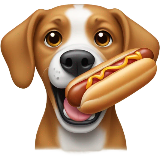 Dog with hot dog emoji