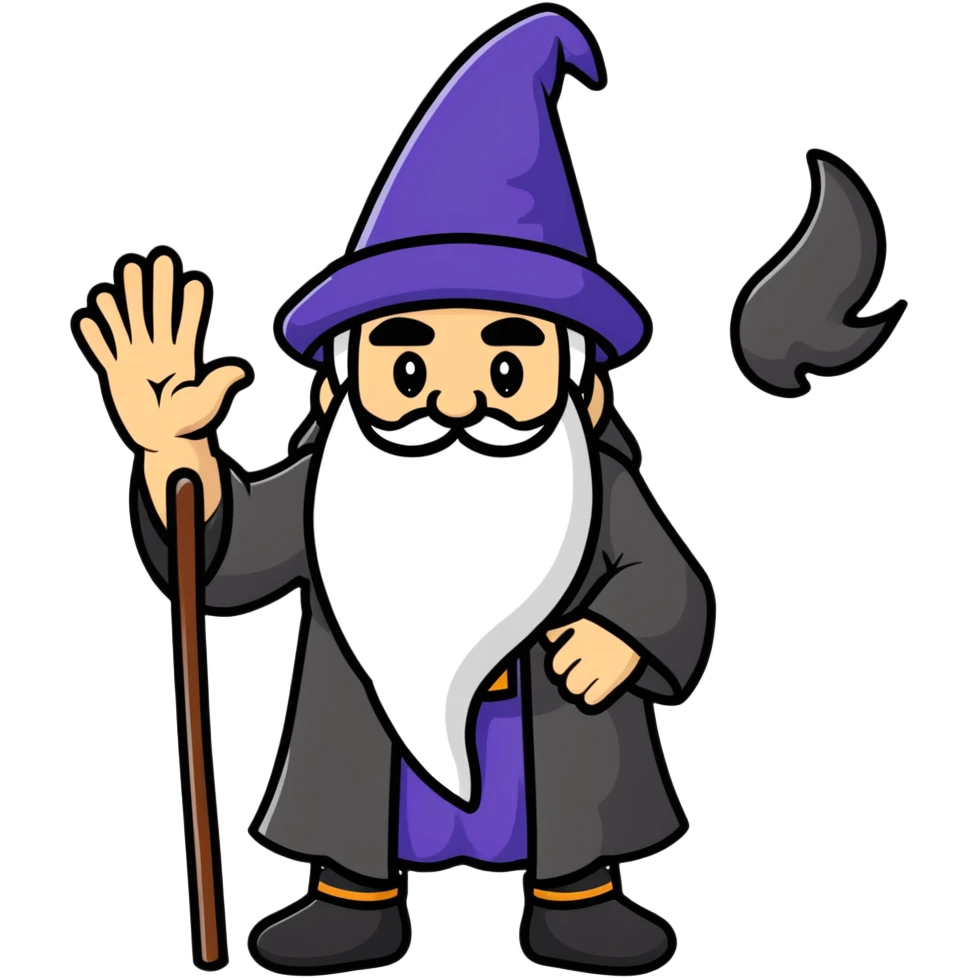 wizard holding up five fingers emoji