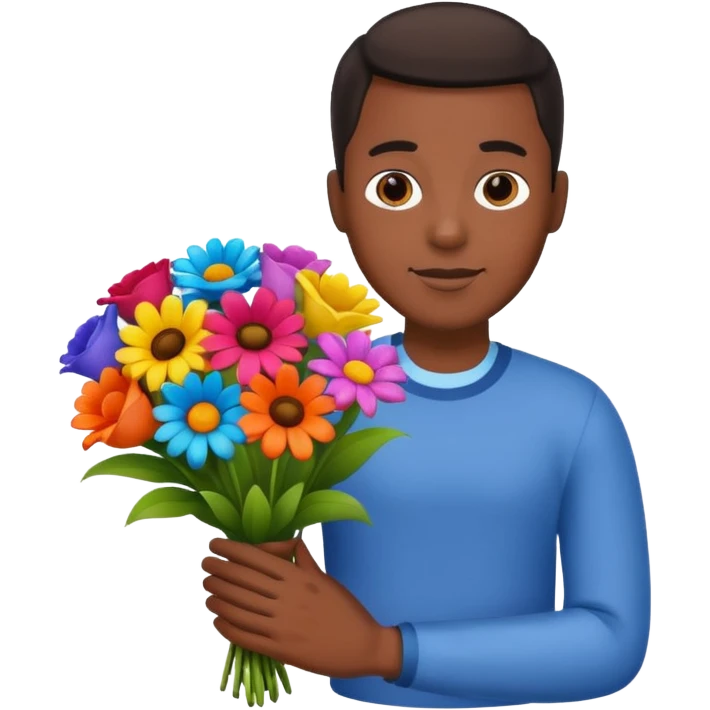 Black Male hand give a bogue of flowers emoji