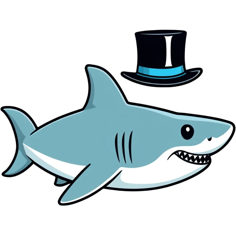 Shark with a top hat emoji