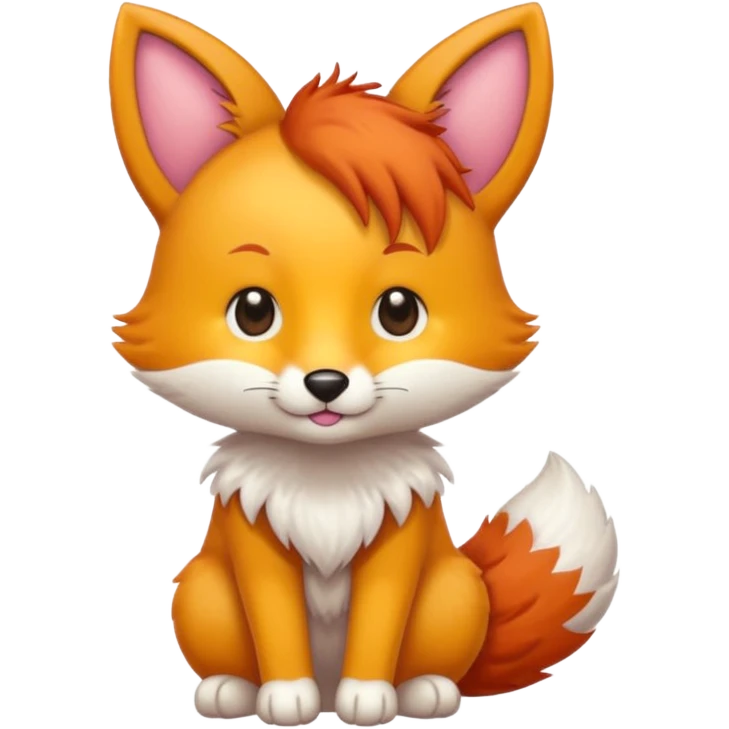 renard kawai avec un coeur jaune emoji