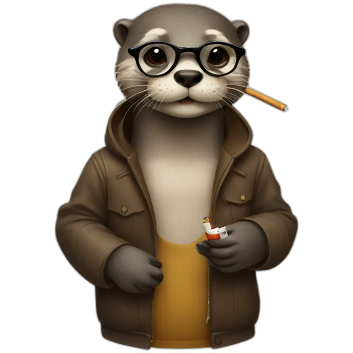otter with glasses and cigarette emoji