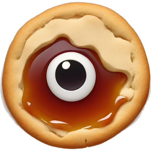 Ox eye cookie with jam spread on circle emoji