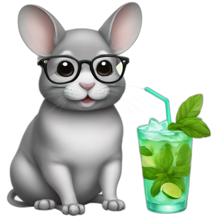 chinchilla with glasses and mojito emoji